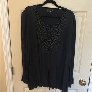 Black Brocaded Women's Top